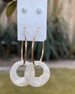 Marble Earing With Pearl Studs