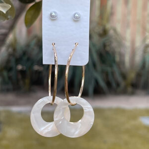 Marble Earing With Pearl Studs