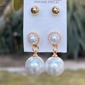 Pearl Earrings with Gold Studs